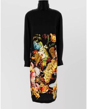 Dries Van Noten Silk Satin Midi Dress - Multicolour