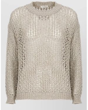 Panicale Knit Sweater Round Neck Long Sleeves - Natural