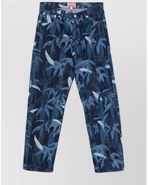 KENZO Cotton Straight-Leg Pants - Blue