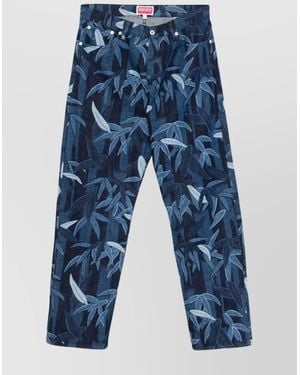 KENZO Cotton Straight-Leg Trousers - Blue