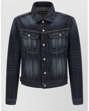 Tom Ford Selvedge Denim Jacket Regular Fit Mid Rise - Blue