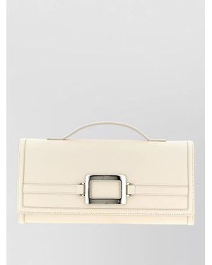 Roger Vivier Leather Clutch Bag - Natural