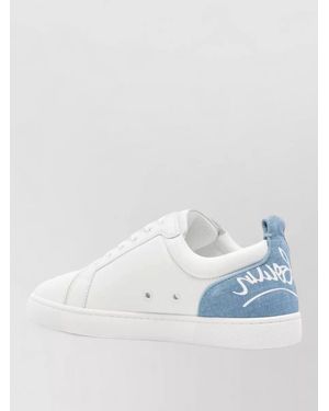 Christian Louboutin Louis Junior Leather Trainers Contrast Heel - Blue