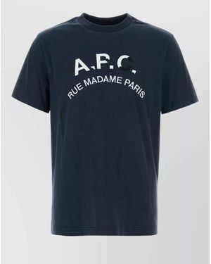 A.P.C. Cotton Crew Neck Short Sleeve T-Shirt - Blue