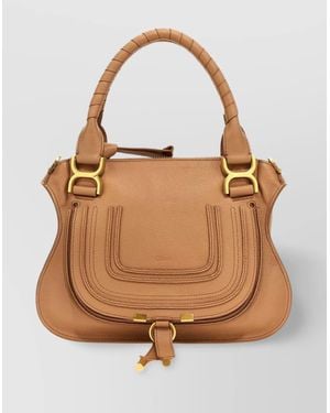 Chloé Handle Strap Flap Detail Hardware Bag - Brown
