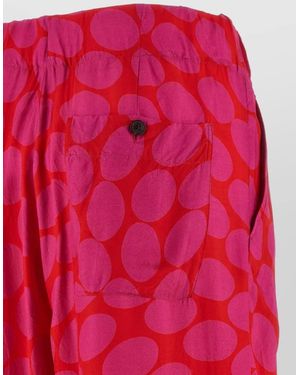 Dries Van Noten Printed Pleated Wide-Leg Trousers - Red