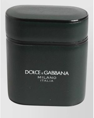 Dolce & Gabbana Leather Logo Print Airpods Case - Black