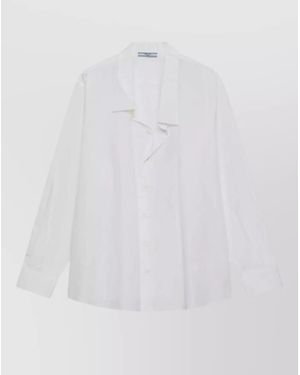 Prada Shirt Style Top Collared Neck Long Sleeves - White