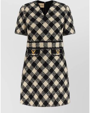 Valentino Garavani Checked Tweed Mini Dress - Black