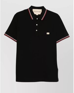 Valentino Garavani Cotton Piqué Polo Shirt - Black