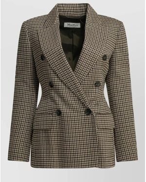 Max Mara Double-Breasted Houndstooth Blazer - Green