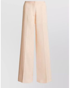 Alberta Ferretti High Waist Trousers Wide Leg Pleats - Natural