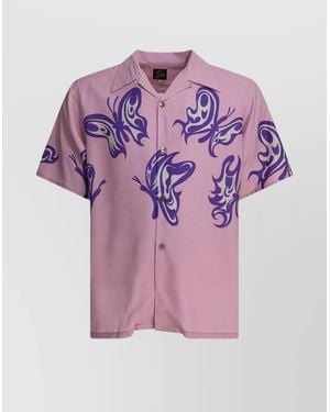 Needles Short Sleeves Butterfly Print Shirt - Pink