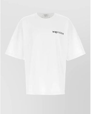 McQueen Logo Print Crew Neck Short Sleeve T Shirt - White