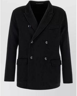 Giorgio Armani Cashmere Double Breasted Blazer - Black
