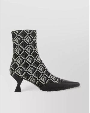 Marine Serre Embroidered Ankle Boots - Black