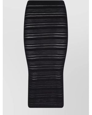 ANDREADAMO Knee Length Skirt Elastic Waistband - Black