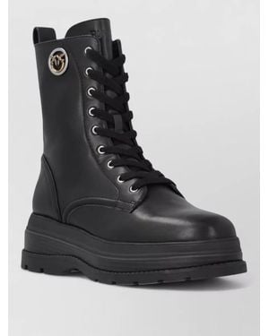 Pinko Silk Lace-Up Boots - Black