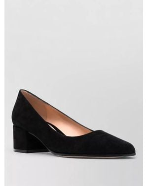 Gianvito Rossi Piper Suede Court Shoes Pointed Toe Block Heel - Black