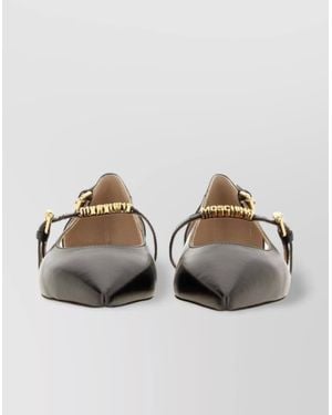 Moschino Pointed Toe Strappy Ballerina - Brown