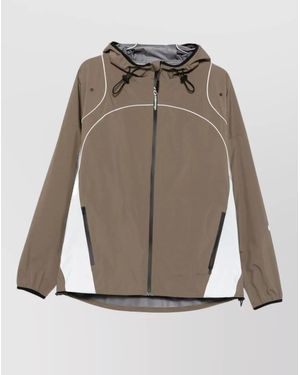 Balenciaga Hooded Coat Silk Nylon Blend Panels Pockets - Multicolor