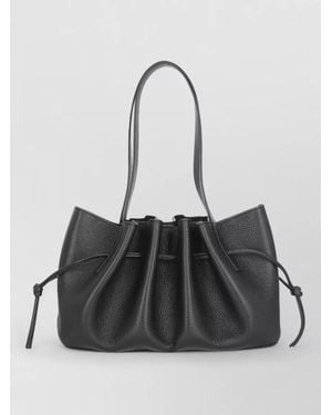 Yuzefi Asif Leather Draped Bucket Bag - Black