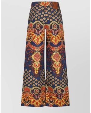 Valentino Garavani Denim Trousers Wide Leg High Waist Belt - Blue