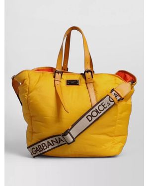 Dolce & Gabbana Quilted Nylon Shoulder Duffle Bag - Yellow