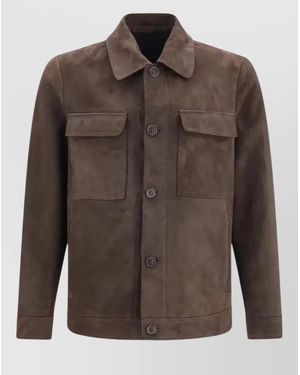 Salvatore Santoro Leather Shirt Jacket - Brown