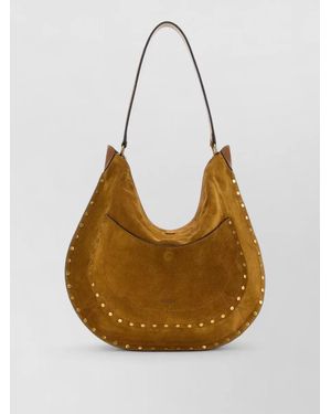 Isabel Marant Hobo Pocket Suede Leather Shoulder Bag - Natural