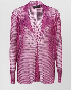 Santa Brands Lapel Collar Mesh Blazer Jacket - Pink