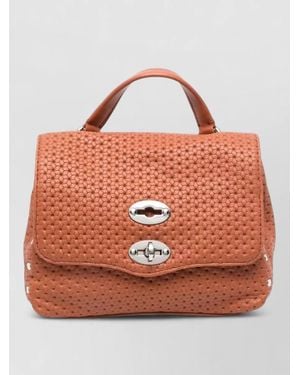Zanellato Leather Shoulder Bag Adjustable Strap Handle - Orange