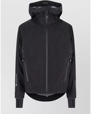 Moncler Performance Hooded Jacket Adjustable Cuffs Zipper - Black