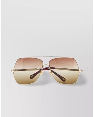 Chloé Metal Square Sunglasses Double Bridge - Natural