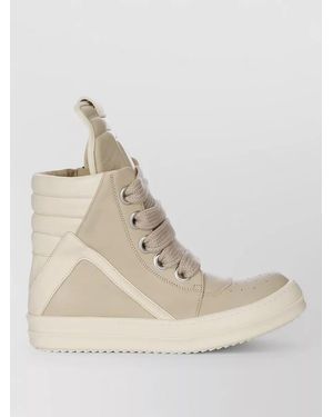 Rick Owens Jumbo Lace High Top Ankle Sneakers - Natural
