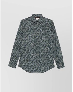 Paul Smith Floral Print Long Sleeve Button-Down Shirt - Blue