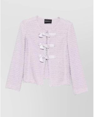 Emporio Armani Tailored Blazer Jacket Bow Detail Bouclé - Pink