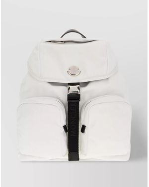 Moncler Nylon Backpack With Adjustable Straps And Front Flap - White