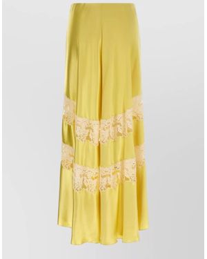 Alberta Ferretti Lace Full Skirt - Yellow