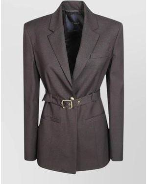 Pinko Vitiano Diagonal Tailored Jacket Structured Shoulders - Black