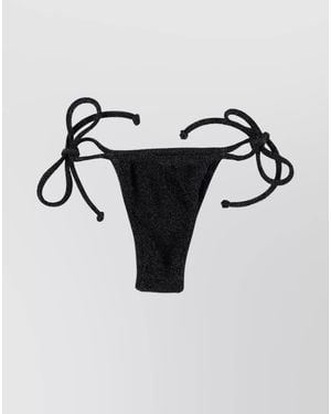 Reina Olga Metallic Skimpy Bikini Bottoms - Black