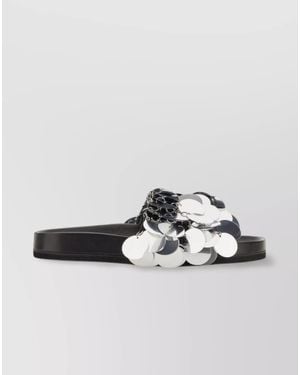 Rabanne Embellished Flat Sole Open Toe Sandal - Metallic