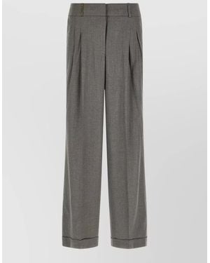 Peserico High Waist Tailored Wide Leg Pants - Gray