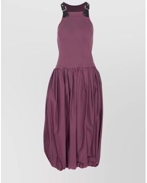 Pinko Balloon Skirt Buckle Straps Dress - Purple
