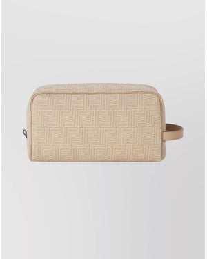 Fendi Medium Clutch Bag Embossed Pattern - Natural