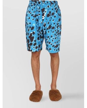Marni Printed Cotton Bermuda Shorts - Blue