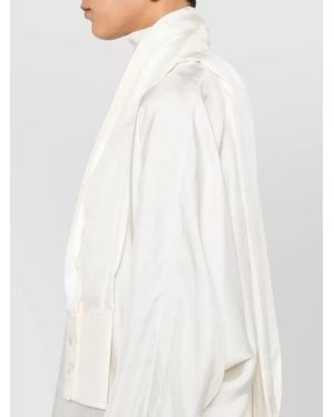 Rohe Silk Top Scarf Detail Long Sleeves - White