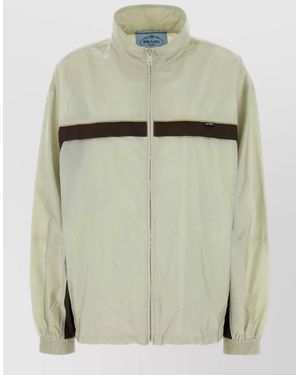 Prada Renylon Windbreaker High Collar Elastic Cuffs - Green