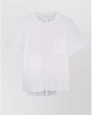 Sacai Short Sleeve Top Chest Pocket Pleated Back - White
