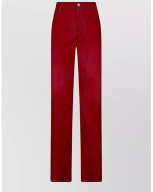 Ermanno Scervino Loose Trousers Belt Loops Contrast Stitching Pockets - Red